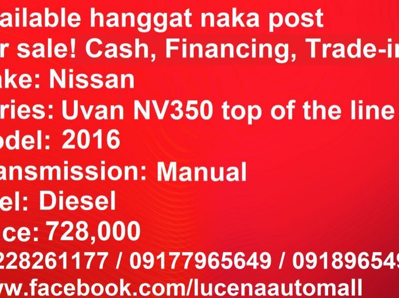 2016 Nissan Urvan NV350 Lucena City pictures