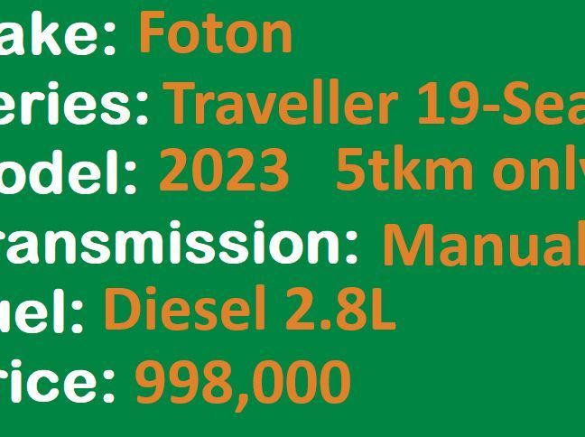 2023 Foton Traveller XL 19-seater pictures
