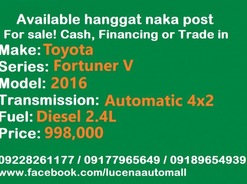 2016 Toyota Fortuner V AT Lucena City pictures