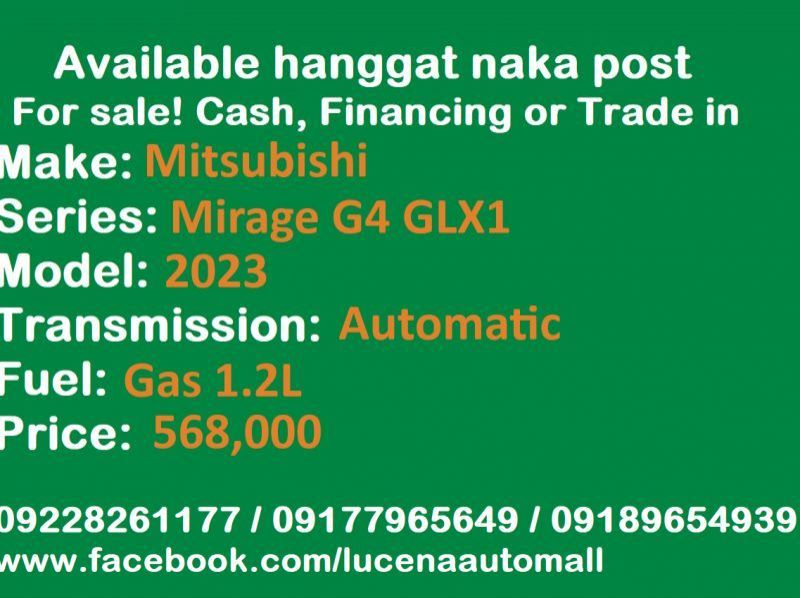 2023 Mitsubishi Mirage G4 GLX1 AT Lucena City pictures