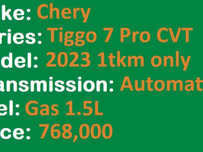 2023 Chery Tiggo 7 Pro CVT 1tkm only Lucena City pictures